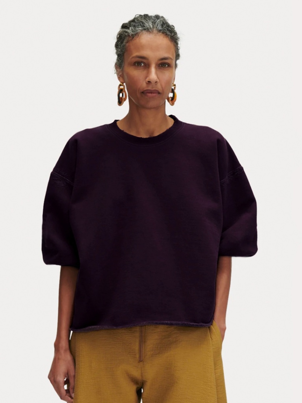 Rachel Comey cotton fondly sweatshirt eggplant purple fond mingle top s m l O/S